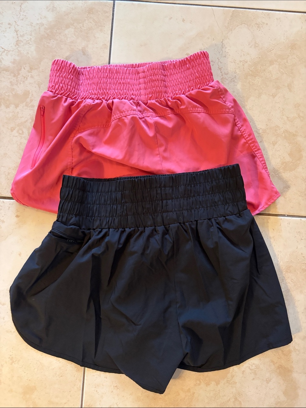 Ladies Elastic-Waist Active Shorts - Pink & Black comes with set of two